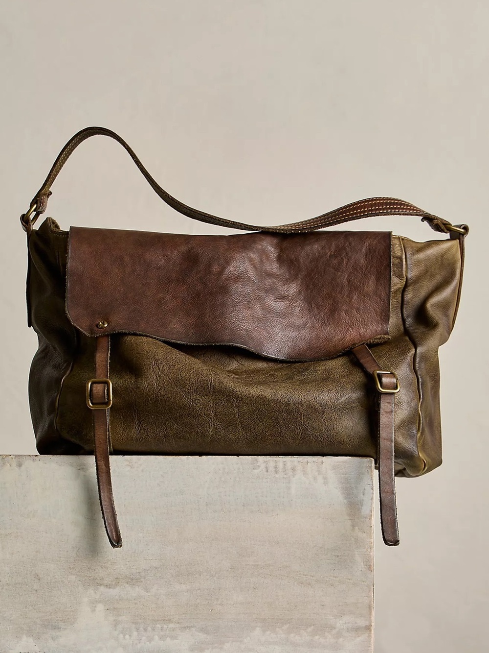 Free People We The Free Benton Messenger Bag in Olive Green - New w/ Flaw